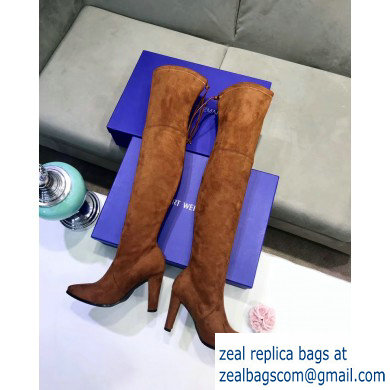 Stuart Weitzman Heel 9.5cm Alllegs Pointed Toe Over-the-knee Boots Caramel