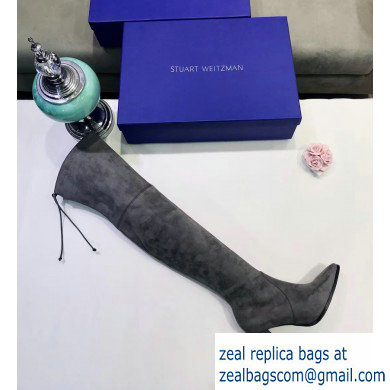 Stuart Weitzman Heel 9.5cm Alllegs Pointed Toe Over-the-knee Boots Gray - Click Image to Close