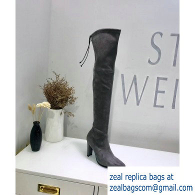 Stuart Weitzman Heel 9.5cm Alllegs Pointed Toe Over-the-knee Boots Gray