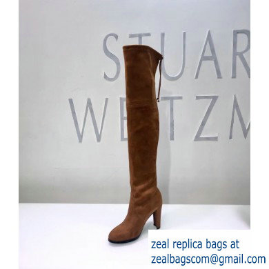 Stuart Weitzman Heel 9.5cm Highland Almond Toe Over-the-knee Boots Caramel