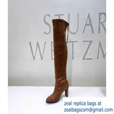 Stuart Weitzman Heel 9.5cm Highland Almond Toe Over-the-knee Boots Caramel - Click Image to Close