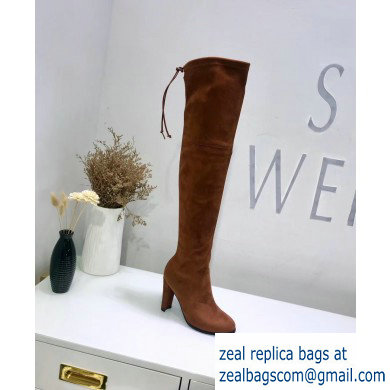 Stuart Weitzman Heel 9.5cm Highland Almond Toe Over-the-knee Boots Caramel