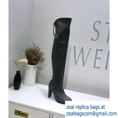 Stuart Weitzman Heel 9.5cm Highland Almond Toe Over-the-knee Boots Gray - Click Image to Close