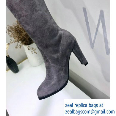 Stuart Weitzman Heel 9.5cm Highland Almond Toe Over-the-knee Boots Gray - Click Image to Close