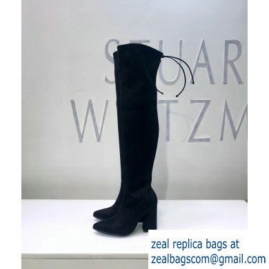 Stuart Weitzman Heel 9.5cm Highstreet Pointed Toe Over-the-knee Boots Black