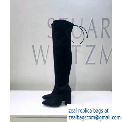 Stuart Weitzman Heel 9.5cm Highstreet Pointed Toe Over-the-knee Boots Black - Click Image to Close