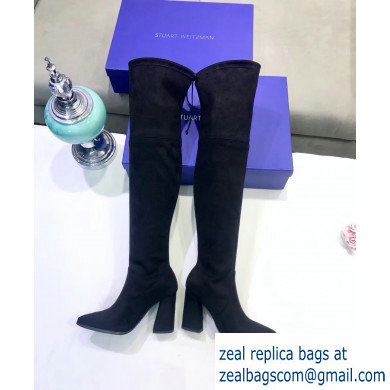 Stuart Weitzman Heel 9.5cm Highstreet Pointed Toe Over-the-knee Boots Black - Click Image to Close