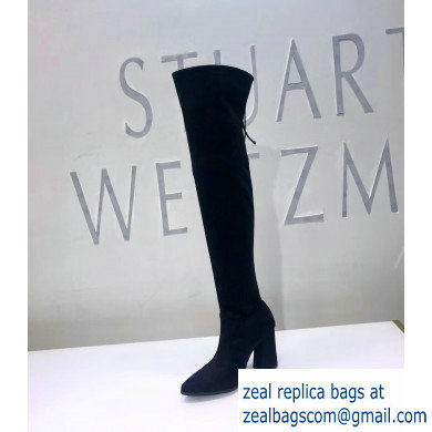 Stuart Weitzman Heel 9.5cm Highstreet Pointed Toe Over-the-knee Boots Black - Click Image to Close