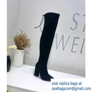 Stuart Weitzman Heel 9.5cm Highstreet Pointed Toe Over-the-knee Boots Black