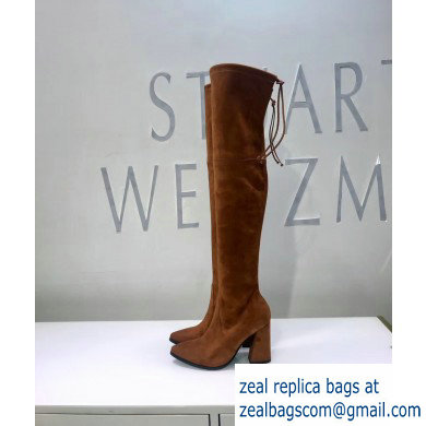 Stuart Weitzman Heel 9.5cm Highstreet Pointed Toe Over-the-knee Boots Caramel - Click Image to Close