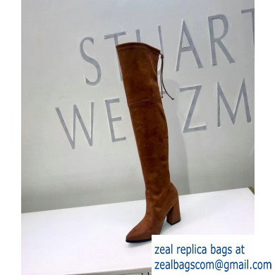 Stuart Weitzman Heel 9.5cm Highstreet Pointed Toe Over-the-knee Boots Caramel