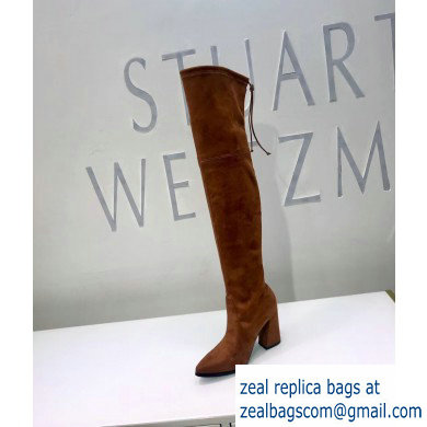 Stuart Weitzman Heel 9.5cm Highstreet Pointed Toe Over-the-knee Boots Caramel - Click Image to Close