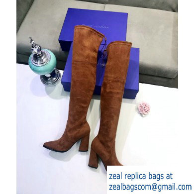 Stuart Weitzman Heel 9.5cm Highstreet Pointed Toe Over-the-knee Boots Caramel