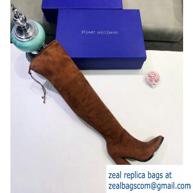 Stuart Weitzman Heel 9.5cm Highstreet Pointed Toe Over-the-knee Boots Caramel - Click Image to Close