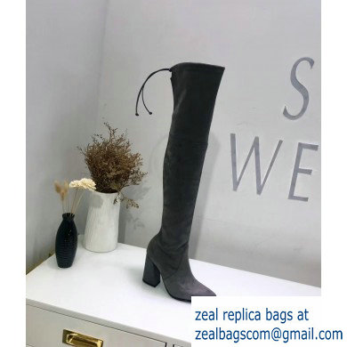 Stuart Weitzman Heel 9.5cm Highstreet Pointed Toe Over-the-knee Boots Gray - Click Image to Close