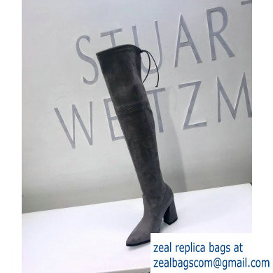 Stuart Weitzman Heel 9.5cm Highstreet Pointed Toe Over-the-knee Boots Gray