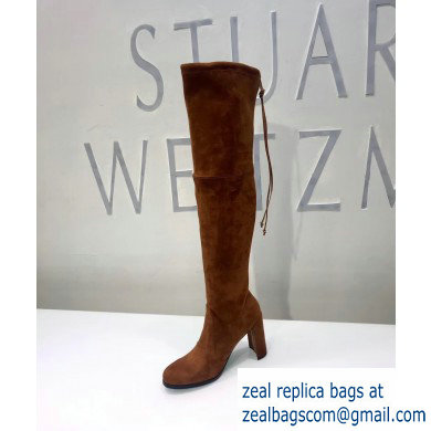Stuart Weitzman Heel 9.5cm Hiline Almond Toe Over-the-knee Boots Caramel - Click Image to Close