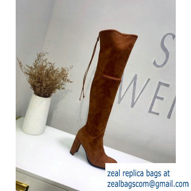 Stuart Weitzman Heel 9.5cm Hiline Almond Toe Over-the-knee Boots Caramel