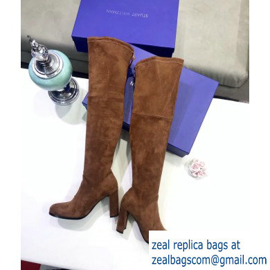 Stuart Weitzman Heel 9.5cm Hiline Almond Toe Over-the-knee Boots Caramel - Click Image to Close