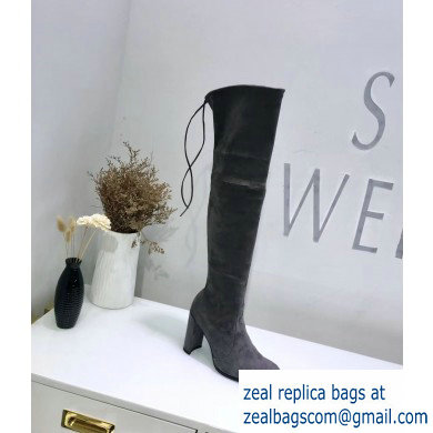 Stuart Weitzman Heel 9.5cm Hiline Almond Toe Over-the-knee Boots Gray