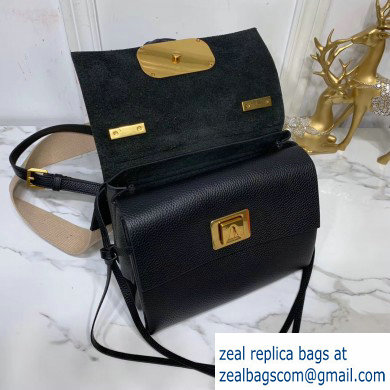 Valentino Grained Calfskin Small VRing Shoulder Bag Black with Two Shoulder Strap 2019