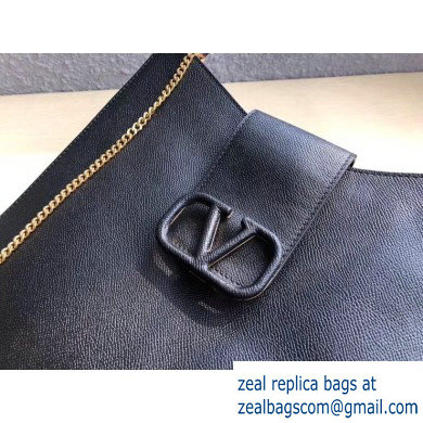 Valentino Grainy Calfskin VSLING Hobo Large Bag 0802 Black 2019