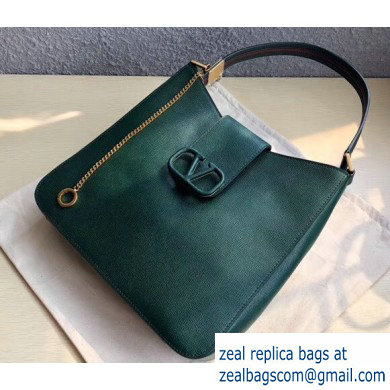 Valentino Grainy Calfskin VSLING Hobo Large Bag 0802 Green 2019 - Click Image to Close