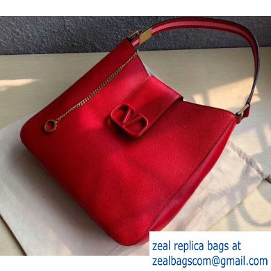 Valentino Grainy Calfskin VSLING Hobo Large Bag 0802 Red 2019