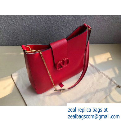 Valentino Grainy Calfskin VSLING Hobo Large Bag 0802 Red 2019