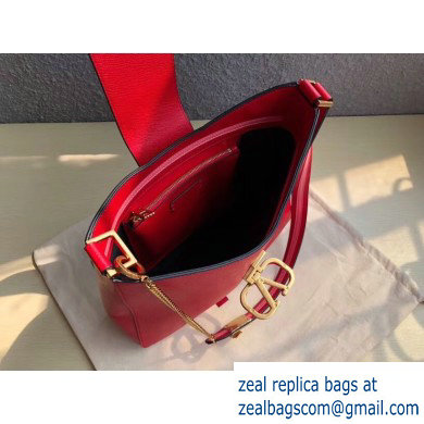 Valentino Grainy Calfskin VSLING Hobo Large Bag 0802 Red 2019 - Click Image to Close