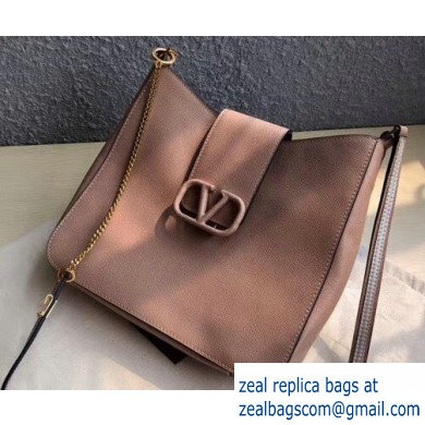 Valentino Grainy Calfskin VSLING Hobo Small Bag 0802 Apricot 2019 - Click Image to Close