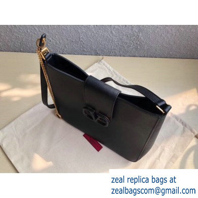 Valentino Grainy Calfskin VSLING Hobo Small Bag 0802 Black 2019 - Click Image to Close