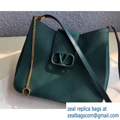 Valentino Grainy Calfskin VSLING Hobo Small Bag 0802 Green 2019 - Click Image to Close