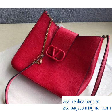 Valentino Grainy Calfskin VSLING Hobo Small Bag 0802 Red 2019 - Click Image to Close