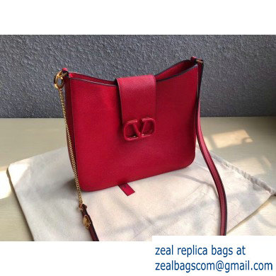 Valentino Grainy Calfskin VSLING Hobo Small Bag 0802 Red 2019 - Click Image to Close