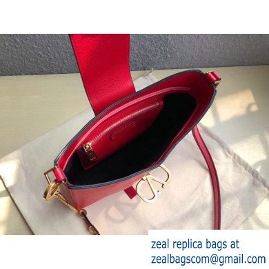 Valentino Grainy Calfskin VSLING Hobo Small Bag 0802 Red 2019 - Click Image to Close