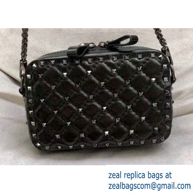 Valentino Rockstud Spike Camera Case Bag 0060 Crinkled Black