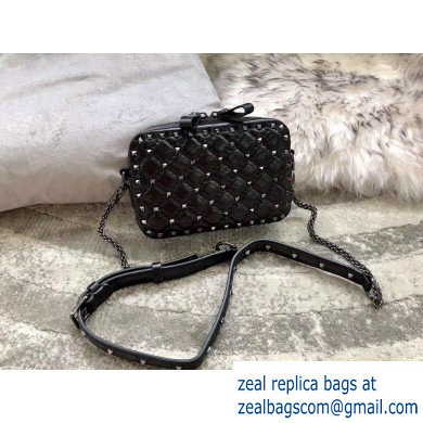 Valentino Rockstud Spike Camera Case Bag 0060 Crinkled Black