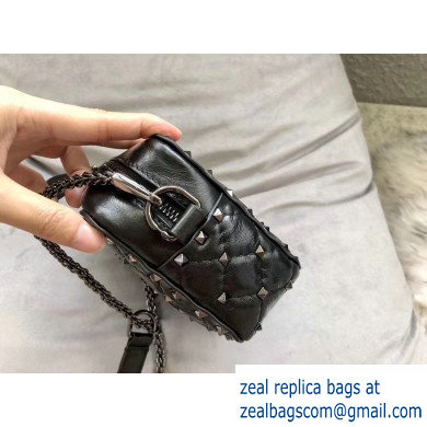 Valentino Rockstud Spike Camera Case Bag 0060 Crinkled Black