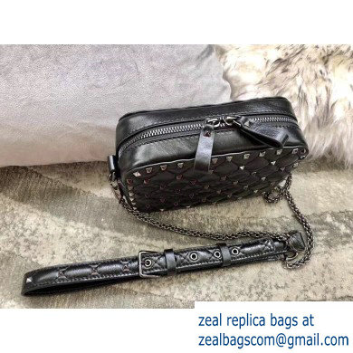 Valentino Rockstud Spike Camera Case Bag 0060 Crinkled Black - Click Image to Close