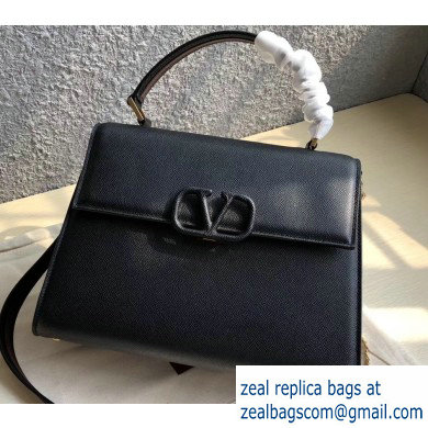 Valentino VSLING Grainy Calfskin Handbag Black 2019