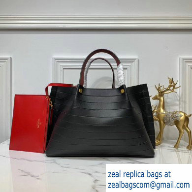 Valentino Vlogo Escape Shopping Tote Large Bag Black/Red 2019 - Click Image to Close