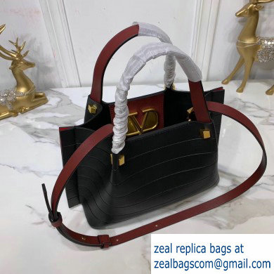 Valentino Vlogo Escape Shopping Tote Small Bag Black/Red 2019 - Click Image to Close