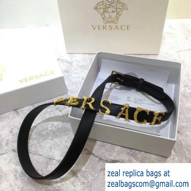 Versace Width 2cm Leather Belt with Barocco Logo - Click Image to Close