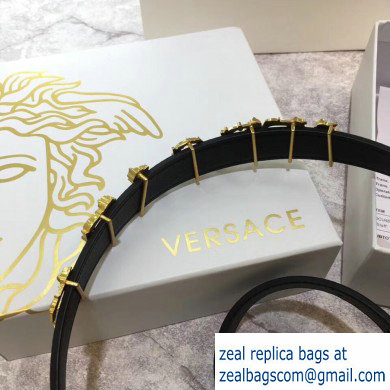 Versace Width 2cm Leather Belt with Barocco Logo - Click Image to Close