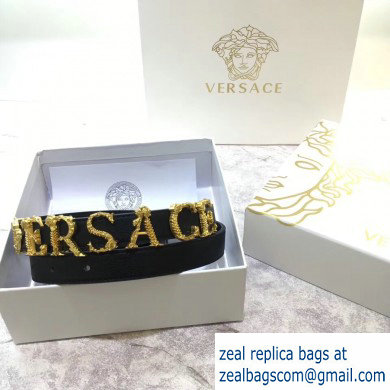 Versace Width 2cm Leather Belt with Barocco Logo