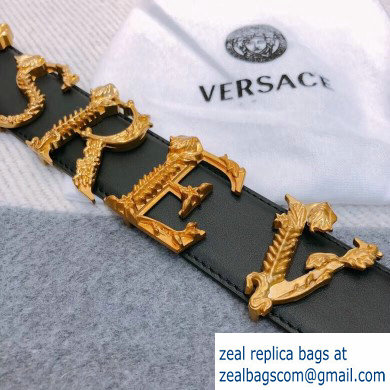 Versace Width 4cm Leather Belt with Barocco Logo - Click Image to Close