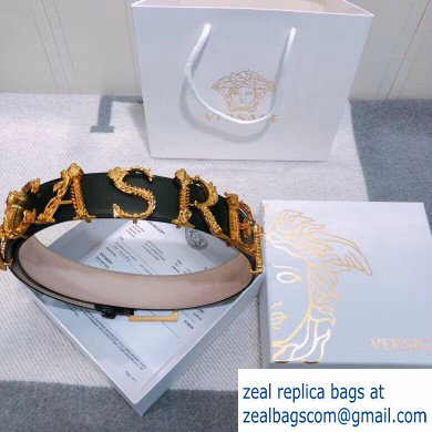 Versace Width 4cm Leather Belt with Barocco Logo - Click Image to Close