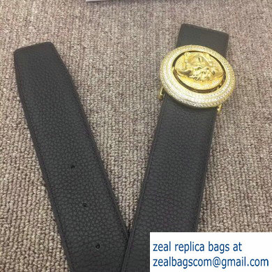 Versace Width 4cm Round Medusa Belt Black/Gold