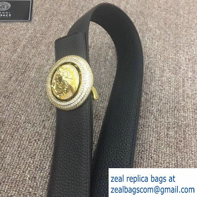 Versace Width 4cm Round Medusa Belt Black/Gold